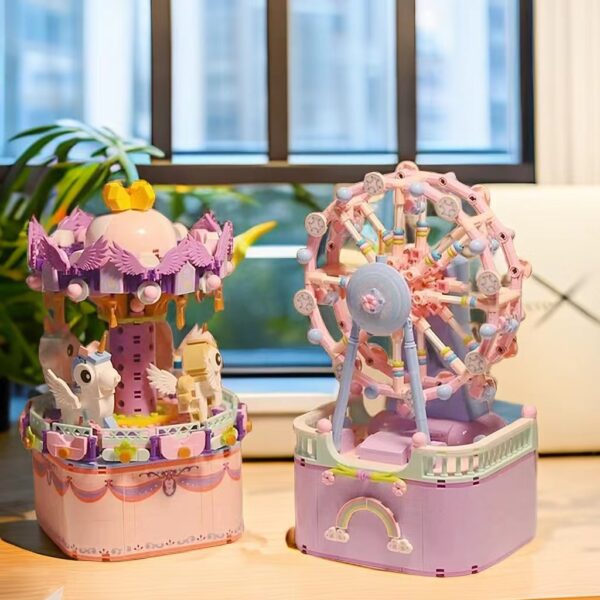 Building Blocks Rotating Music Box Building Bricks 874pcs - Carousel - Image 2