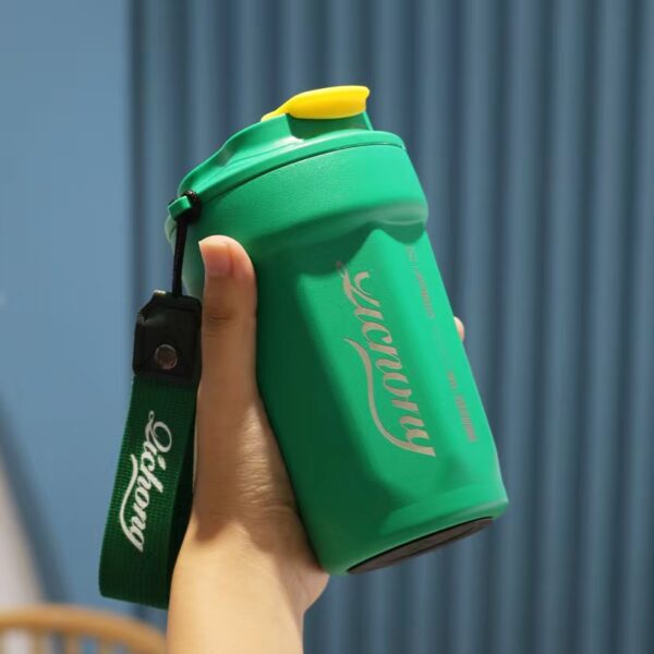 Travel Coffee Cup Portable Stainless Steel Thermos with Lid-Green 480ML - Image 1